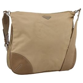 PRADA Schultertasche Nylon Beige Silber Authentisch hk3534 Silber Beige