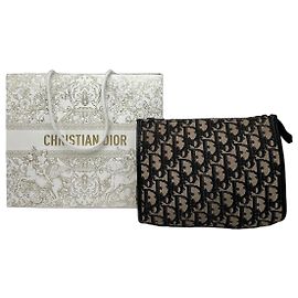 Clutch Vintage Dior Oblique Monogram Bege Marinho Bege