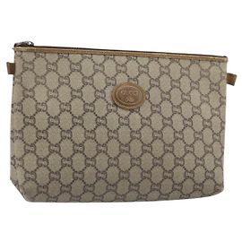 GUCCI GG Plus Supreme Pochette en PVC Beige Auth ka2978 Beige