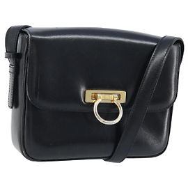 Céline Borsa a Spalla Gancini in Pelle Nera e Oro Auth ep13660 Nero D'oro