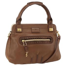 Chloé Sac à main en cuir Chloe Margaret 2 en 1 marron or Auth BA11217 Marron Doré