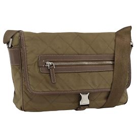 PRADA Shoulder Bag Nylon Brown Silver Auth ep13655 Brown Silvery