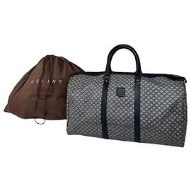 Céline Vintage Celine Paris Triomphe Monogram Duffel Bag Grey Navy Black Grey