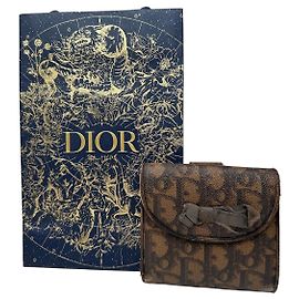 Vintage Dior Oblique Monogram Leather Wallet Brown Brown