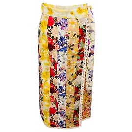 Zimmermann Marigold Yellow Multi Floral Print Linen Wrap Midi Skirt Multiple colors