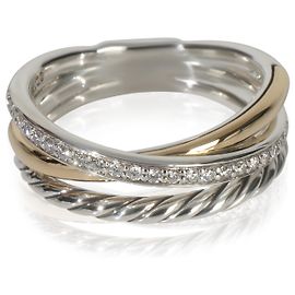 Anello incrociato in oro giallo e argento sterling con diamanti di David Yurman Altro