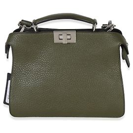 Sac Mini Peekaboo ISeeU en cuir de veau olive Fendi Vert