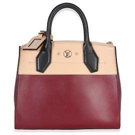 Louis Vuitton City Steamer PM em couro de bezerro bege bordeaux Vermelho Bege