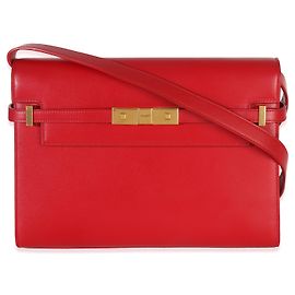 Bolsa de ombro Manhattan Medium em pele de vitelo vermelha Saint Laurent Vermelho