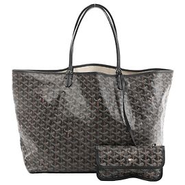 Borsa a Spalla Goyard Saint Louis GM in PVC e Pelle Marrone Beige