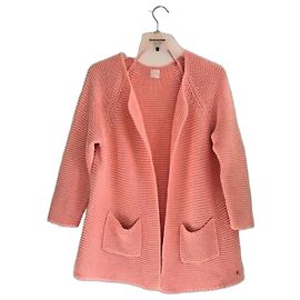 Cardigan rosa em malha com bolsos da Des Petits Hauts Rosa
