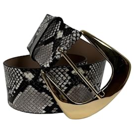 Autre Marque Wide Matilda belt with python effect Black Silvery