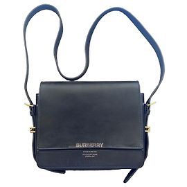 Bolsa de couro preta cinza Burberry Preto