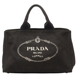 Prada Triangle Logo Plate Canapa M Handbag Black