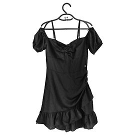 Kurzes schwarzes Kleid mit Rüschen GUESS Schwarz