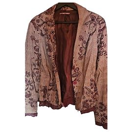 Autre Marque Rinascimento Women's Blazer with Paisley Pattern and Lace Brown Multiple colors