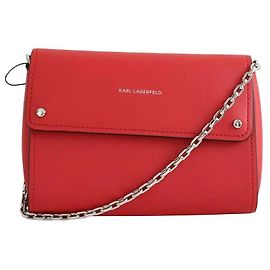 Bolsa de ombro vermelha de couro Karl Lagerfeld Vermelho