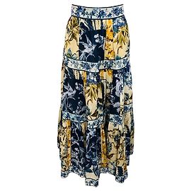 Falda maxi de algodón con estampado de pájaros azul marino / marfil de Zimmermann Multicolor