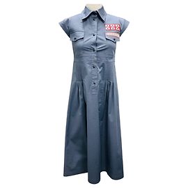 Robe midi en coton stretch bleu ardoise Mr & Mrs Italy Bleu