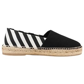 Off White OFF-WHITE Stripes Flat Espadrillas in Black and White Diagonals, Size 37 EU White