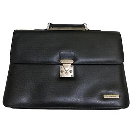 Yves Saint Laurent Black Leather Briefcase Black