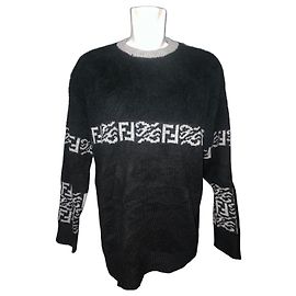 Schwarzer FF-Logo-Strickpullover von Fendi Schwarz