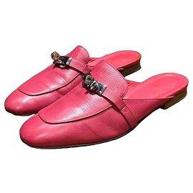 Mules en cuir rose Oz d'Hermès Rose