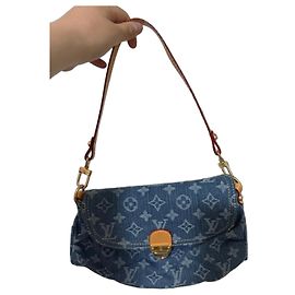 Borsa a Spalla in Denim Monogram Louis Vuitton Blu Blu chiaro