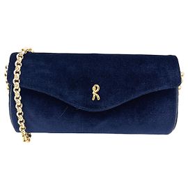Borsa da sera convertibile in velluto blu Roberta di Camerino Blu