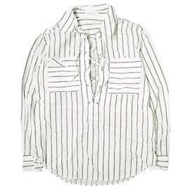 Autre Marque Camicia in cotone a righe con lacci EQUIPMENT Bianco Blu navy