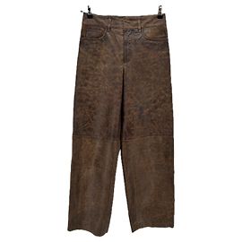 Massimo Dutti Calça de couro marrom Marrom