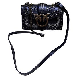Bolsa de ombro em couro com studs Pinko Love Birds Preto