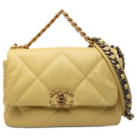 Chanel Gelb Mittel Lammleder 19 Flap Gelb Senf