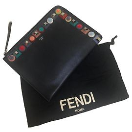 Pochette Studded Zucca Fendi Nero Multicolore