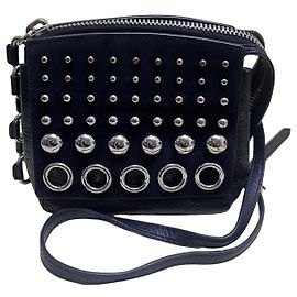Bolsa transversal de couro preto com studs Alexander Wang Preto