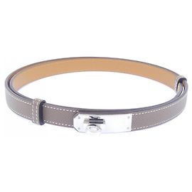 Cinto Padrão Kelly Cinza Hermès Marrom