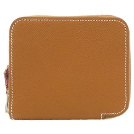 Hermès Hermes ASTROLOGIE Silk In Compact Wallet Pink Cognac