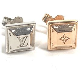 Pendientes Louis Vuitton en oro rosa y plata con tachuelas Plata Dorado