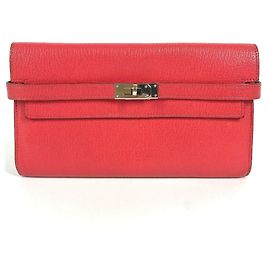 Hermès HERMES Kelly Long Wallet Red