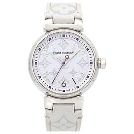 Reloj de Mujer Louis Vuitton Tambour MM Monogram Blanco QA116 Otro