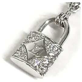 Louis Vuitton 18K Weißgold Diamant Anhänger Halskette Silber