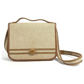 Hermès Bolsa Jockey Vintage com Logo de Cavalo Hermes Bege