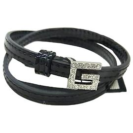 GUCCI Black Patent Leather Charm Bracelet Black