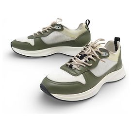 DIOR B25 RUNNER 3SN259ZIU SHOES 45 LEATHER & CANVAS SNEAKERS Khaki