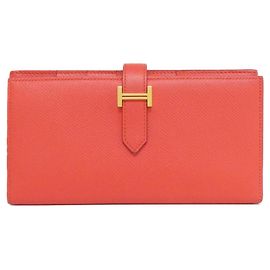 Portefeuille Long Soufflet Epsom Béarn d'Hermès Rouge