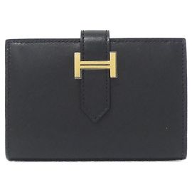Hermès Béarn Tadelakt Card Case Black