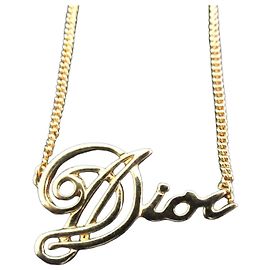 Collier Logo DIOR Christian Dior Doré Métallisé