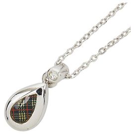 Colar de cristal com estampa xadrez Burberry Prata Metálico