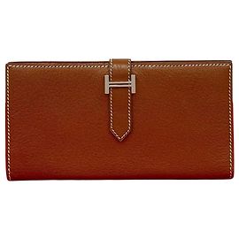 Hermès Béarn Soufflet VEAU EPSOM Long Wallet Metallic Bronze