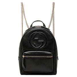 Gucci Soho Interlocking G Leather Backpack Black